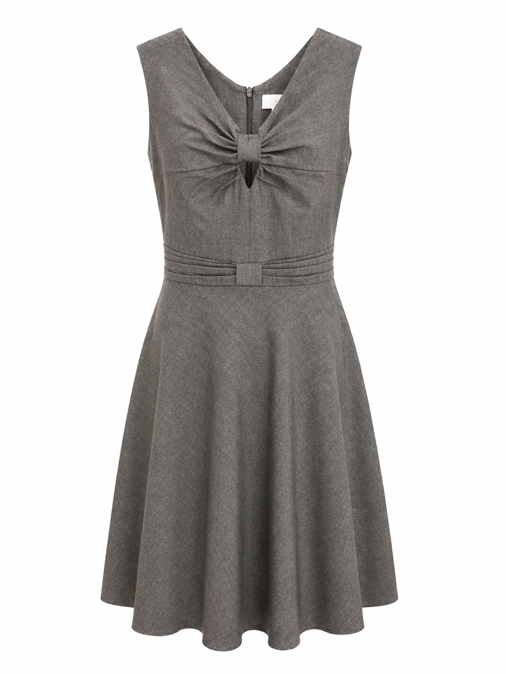 Calvin Klein Charcoal Gray Knot-Front Midi Fit-and-Flare Dress - Picture 2 of 2